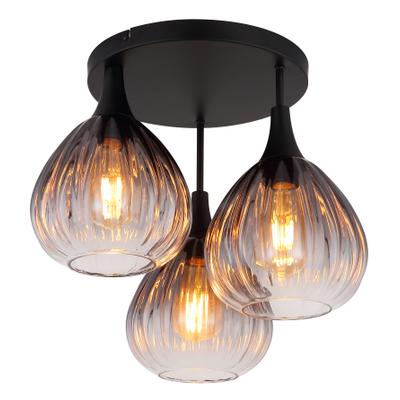 GLOBO LIGHTING Deckenleuchte "OLSEN", schwarz, 1 Stk., Leuchten, Deckenlampe/Glas rauchfarben/klar verlaufend/Wohnzimmer, Deckenleuchte