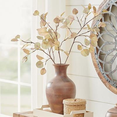 Gilded Eucalyptus Leaf Stems, Set Of Three - Grandin Road
