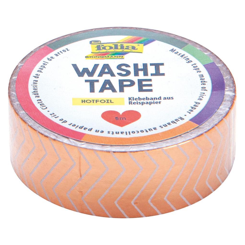 Magni folia 26103 - Washi Tape, Klebeband aus Reispapier, Hotfoil rosegold Streifen, 1 Rolle ca. 5 m x 15 (32831721)