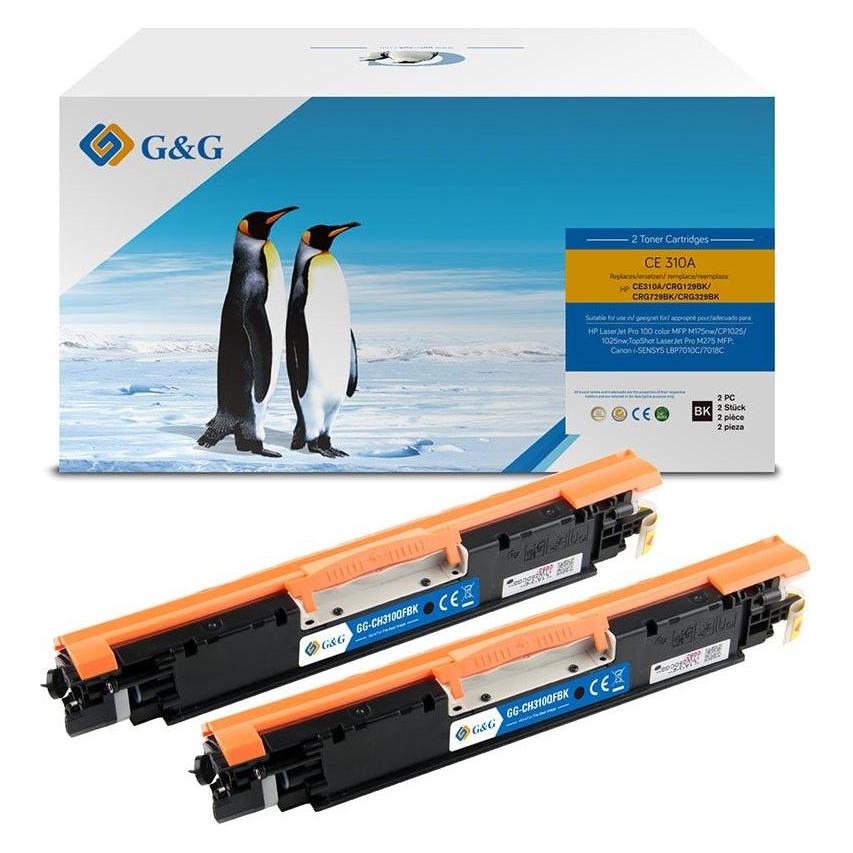 G&G Toner erstzen HP 126A/ CE310AD Canon 729BK 2 Stück (BK) (15030)