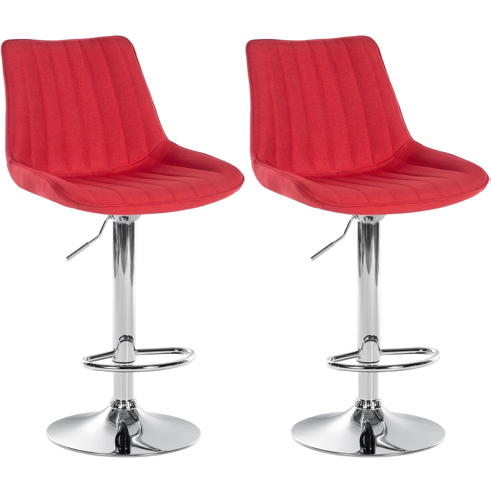 CLP 2er Set Barhocker Toni Stoff chrom Farbe: rot, Material Gestell: Metall in Chromoptik