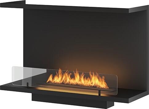 C800 V2 Design Bioethanol-Einbaukamin mit offenem Glas an 3 Seiten, 0,7-Liter-Brenner