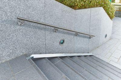 Fahrradrampe für Treppen, L 1190-3450 x B 125 mm, bis 30 kg, 3-tlg. Grundelement, Befestigungslaschen, Blech verzinkt
