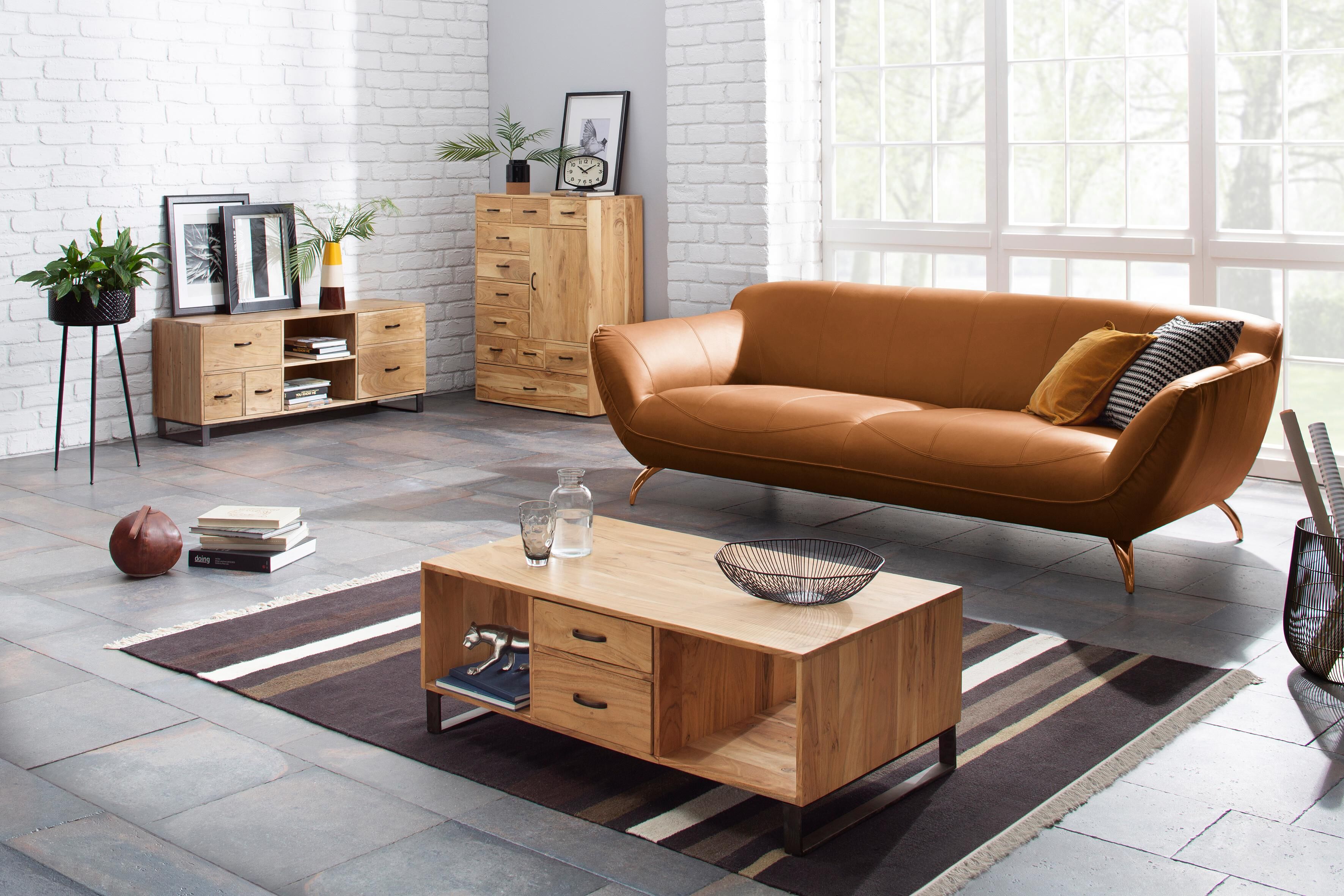 3-Sitzer GUTMANN FACTORY "Venezuela", braun (cognac), B:245cm H:83cm T:115cm, Sofas