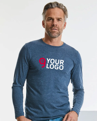 T-shirt uomo HD maniche lunghe, cotone-pol. Personalizzate o neutre Russell