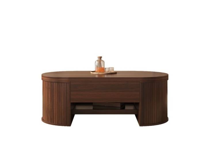 Table basse relevable 110x55.5x40 cm étagère coulissante plateau relevable multifonctionnel Bois