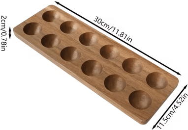 Inspire Curations FarmhouseNest Acacia Wood Egg Holder & Multi Compartment Egg Storage Tray 12 cell Egg Tray