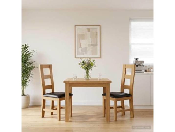 YUTAASU Esszimmerstuhl 2er Set Massivholz Eiche Schwarz Ergonomisch gepolsterter Sitz, Modernes Design, Einfach zu reinigen, Praktische Montage