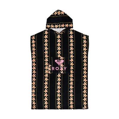 Badeponcho ROXY "Stay Magical Printed", Damen, schwarz (anthibiscusrealstripesspaced s), Obermaterial: 100% Baumwolle., Hausmäntel