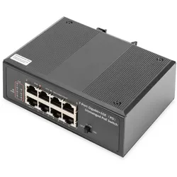 Digitus 7 Port Gigabit Ethernet Netzwerk PoE Switch, Industrial, Unmanaged, 1PD Port