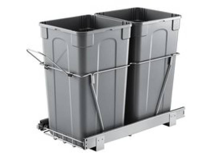 VEVOR ausziehbarer Mülleimer 27 Qt + 27 Qt für Küchenschränke, doppelter Mülleimer unter der Spüle, untermontierter Abfallbehälter, mit robustem Vollauszug-Schiebesystem aus Metall & Griff