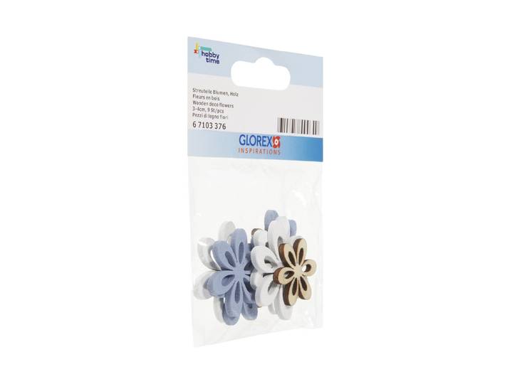 Glorex Streuteile Blumen Holz 3-4 cm 9 Stück