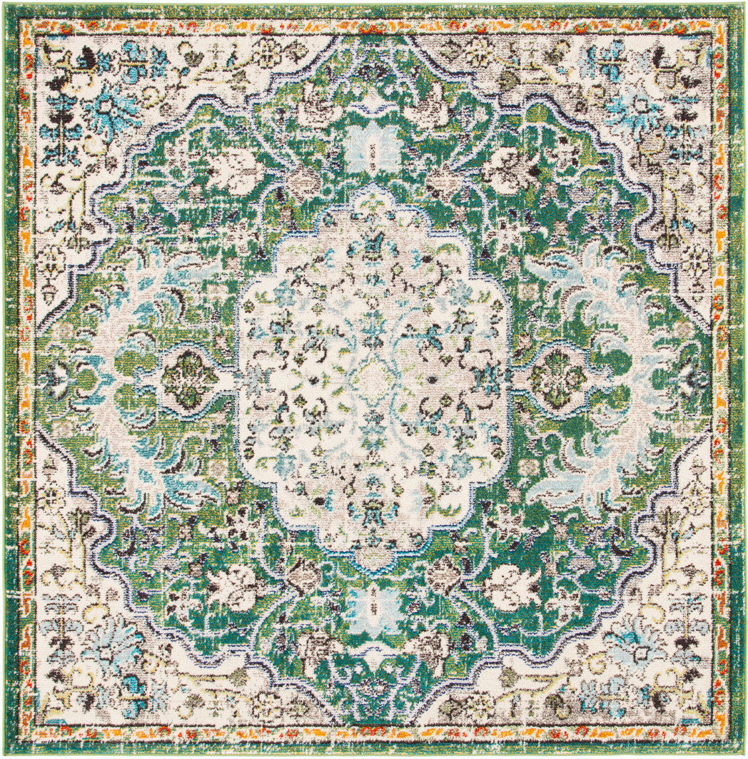 Latitude Vive Wisner Oriental Area Rug Green;Beige Square 201 cm