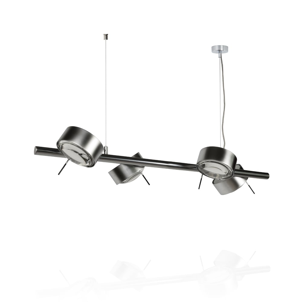 Top Light Puk Maxx Quartett Halogen Pendelleuchte (chrommatt, 4x Linse klar / 4x... chrommatt | 4x Linse klar / 4x Glas matt | Standard-Fassung 5-37801-4-H+4x2-3037+4x2-3036