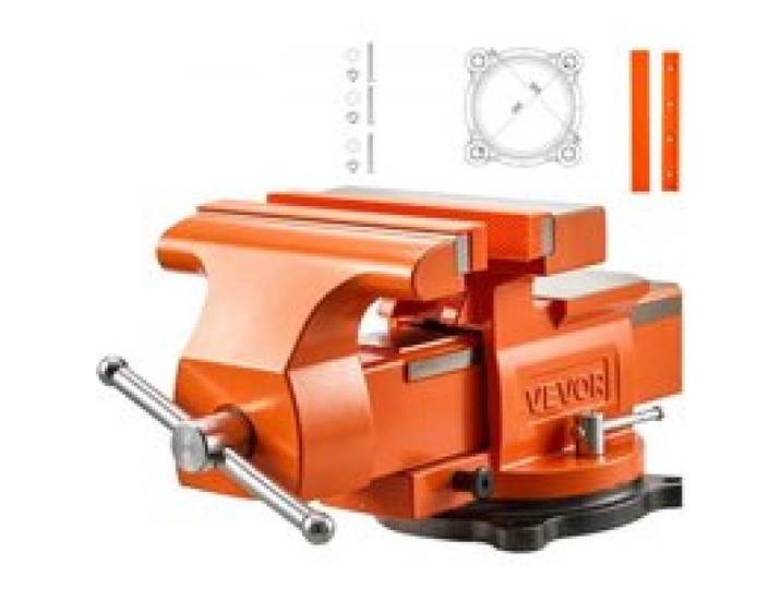 VEVOR Werkbankschraubstock 203 mm Backenbreite Schraubstock 360° Drehbar, für Sägen, Schleifen, Bohren und Rohrschneiden, 25 kN Spannkraft, mit Schnellspannhebel, Amboss, Schrauben und Muttern