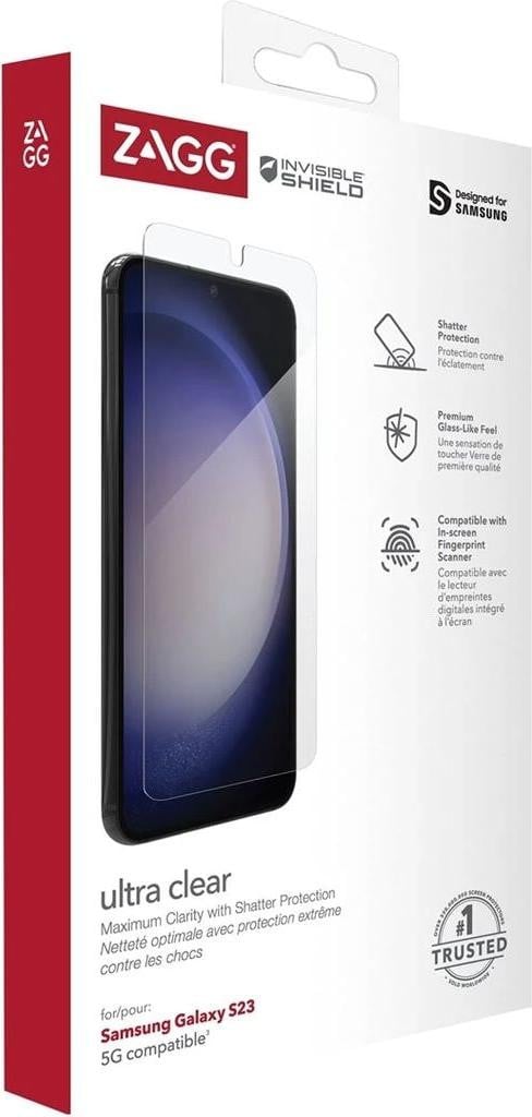 ZAGG InvisibleShield Ultra Clear Screenprotector voor Samsung Galaxy S23, Transparant