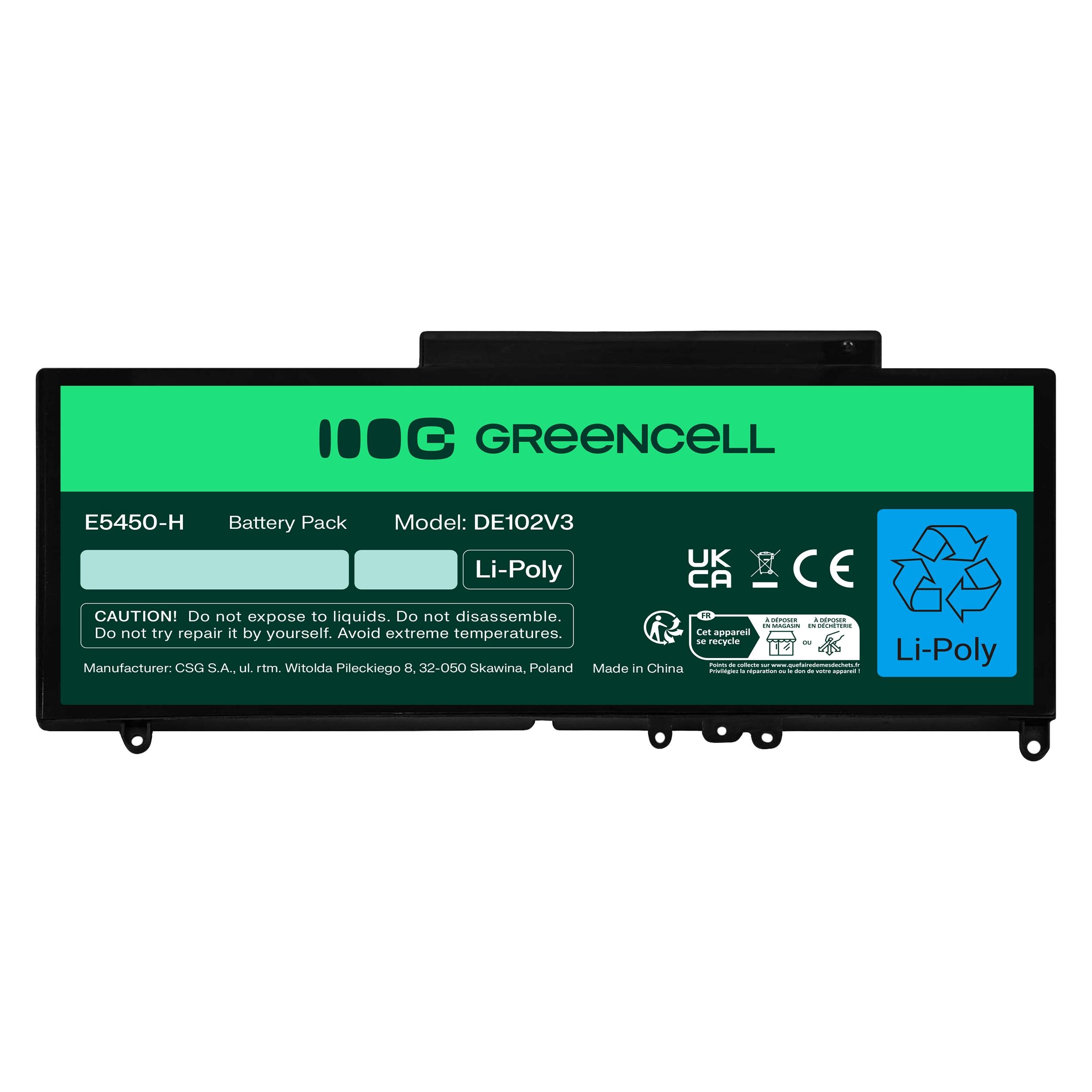 GreenCell Laptop Battery G5M10 0WYJC2 for Dell Latitude E5250 E5450 E5550 (4 Zellen, 6200 mAh) (DE102V3)