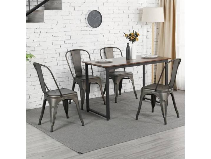 Chaises Salle à Manger Industrielles en Métal - YAHEETECH - Lot de 4 - Assise Métal