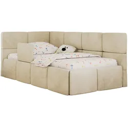 POLSTERBETT ARVO ALTA 90/200 - Beige Velvet - Multitaschenfederkernmatratze - Links