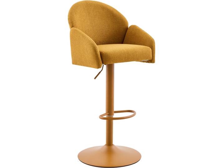 Barhocker HELA HOLLY , gelb, B:51,5cm H:96cm T:53cm, 100% Polyester, Hocker, Barhocker, 360 drehbar, Höhenverstellbar, Armlehnen, Gestell angepasst an Bezug
