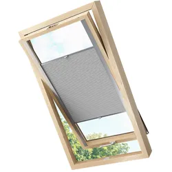 KS Handel 24 Dachfensterplissee Faltrollo Thermo verdunkelnd passend für Fakro 55x98 Hellgrau