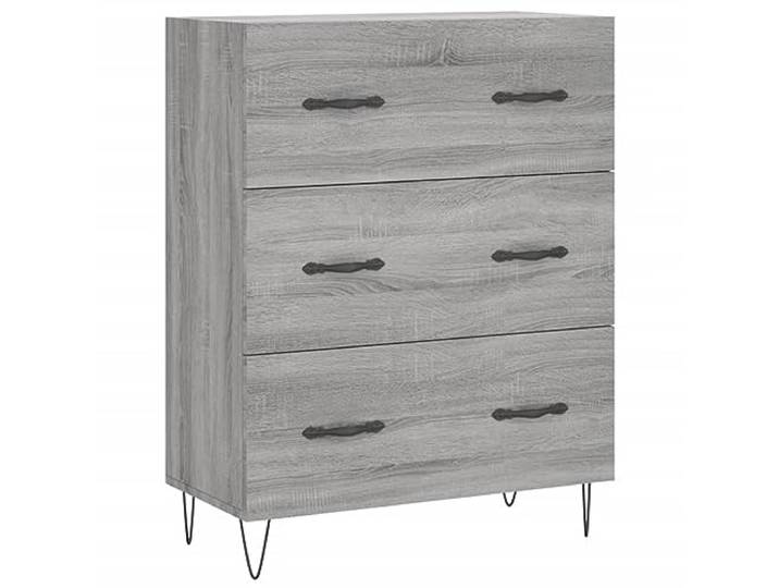 HGFDVCMR Sideboard Grau Sonoma 69,5x34x90 cm Kommode mit 3 Schubladen Kompakter Anrichteschrank in Holzoptik fuer Wohnzimmer und Flur. Dreistufige Schubladen bieten geordneten Stauraum.