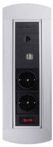LEDmaxx 105950 Einbau-Steckdose mit HDMI, mit Schalter, mit USB, mit Cat6 Buchse IP20 Schwarz, Chrom