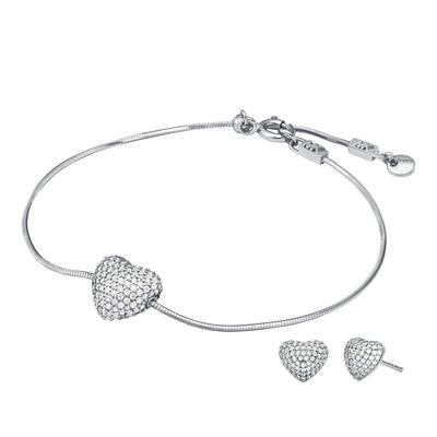 Schmuckset MICHAEL KORS "Multipack Schmuck Geschenk Silber 925 PREMIUM Herz", silber (silberfarben, kristallfarben, kristallweiß), Schmuck_Sets, Damen, Silber 925 (Sterlingsilber), Schmuckset, mit Zirkonia (synth.)