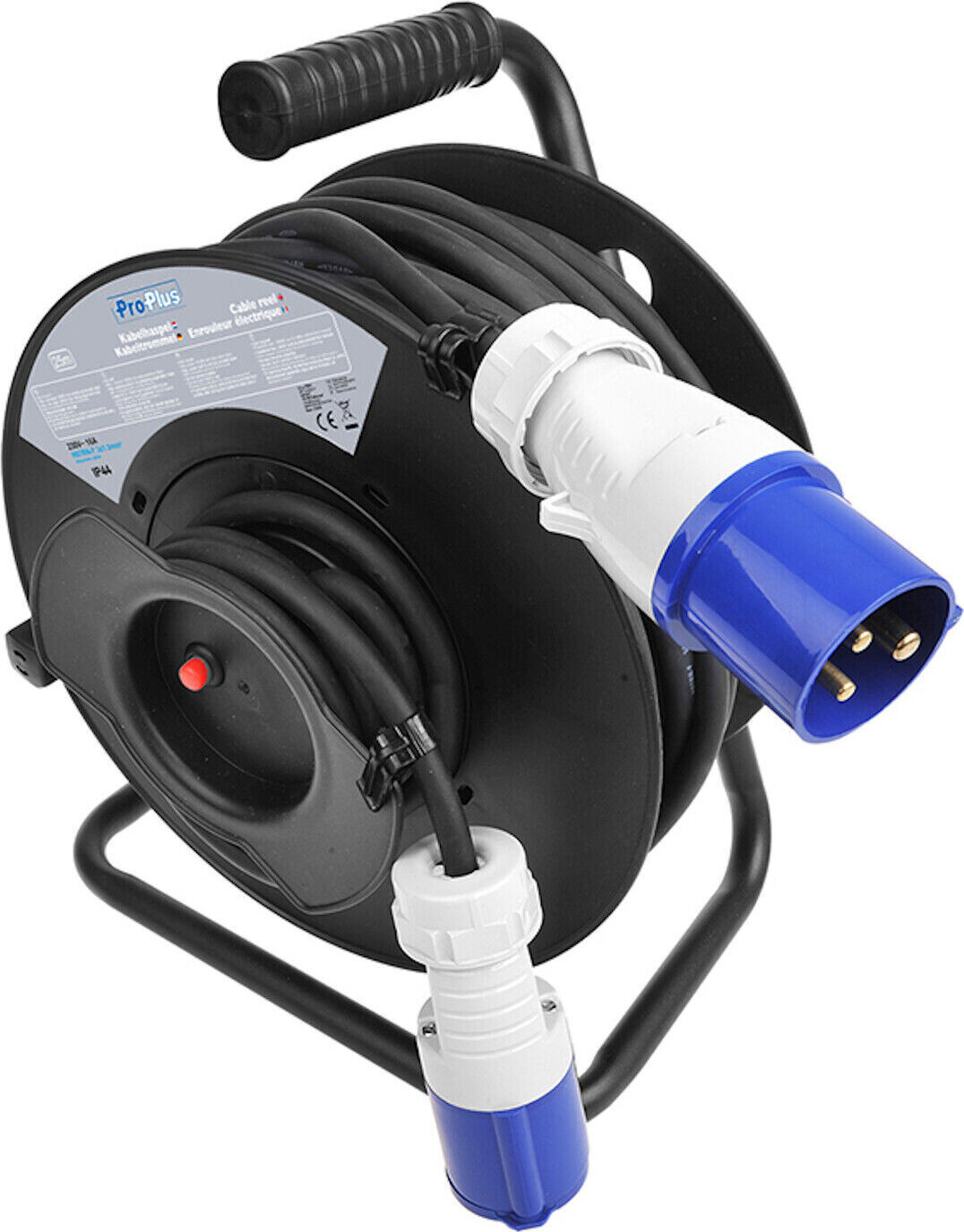 ProPlus CEE-kabelhaspel met verlengkabel, 25 meter, 16A, IP44, geschikt voor camping en caravan