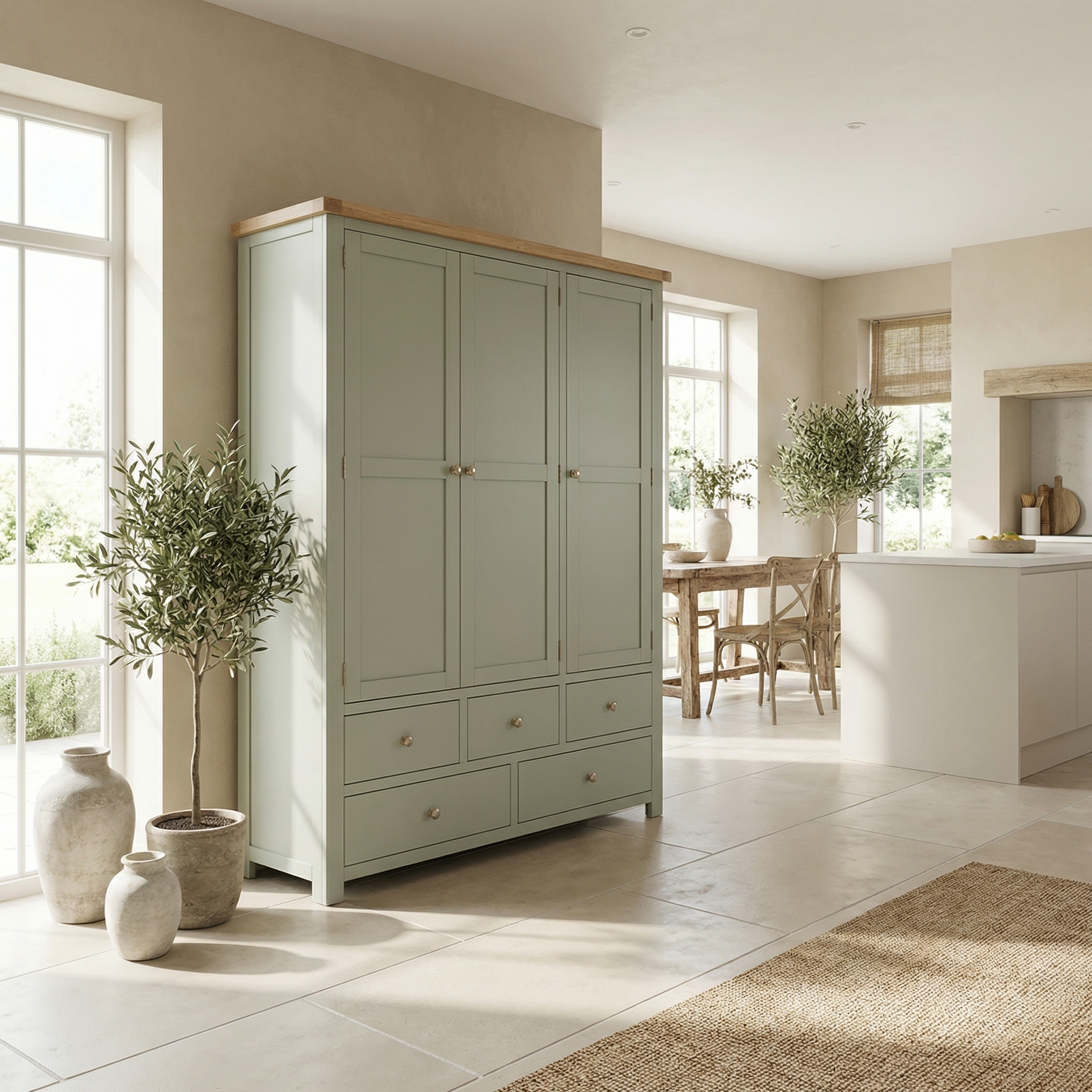 Burford Triple Larder Unit in Sage Green