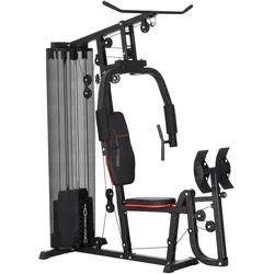 SPORTNOW SPORTNOW Kraftstation, Multifunktionale Fitnessstation mit Beinpresse, Schwarz