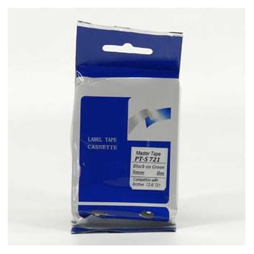 NoName Master tape kompatibel Schriftband, für Brother, PT-S721, schwarz Druck/grün Unterl., unlaminiert (0.90 cm, Schwarz) (35550830)