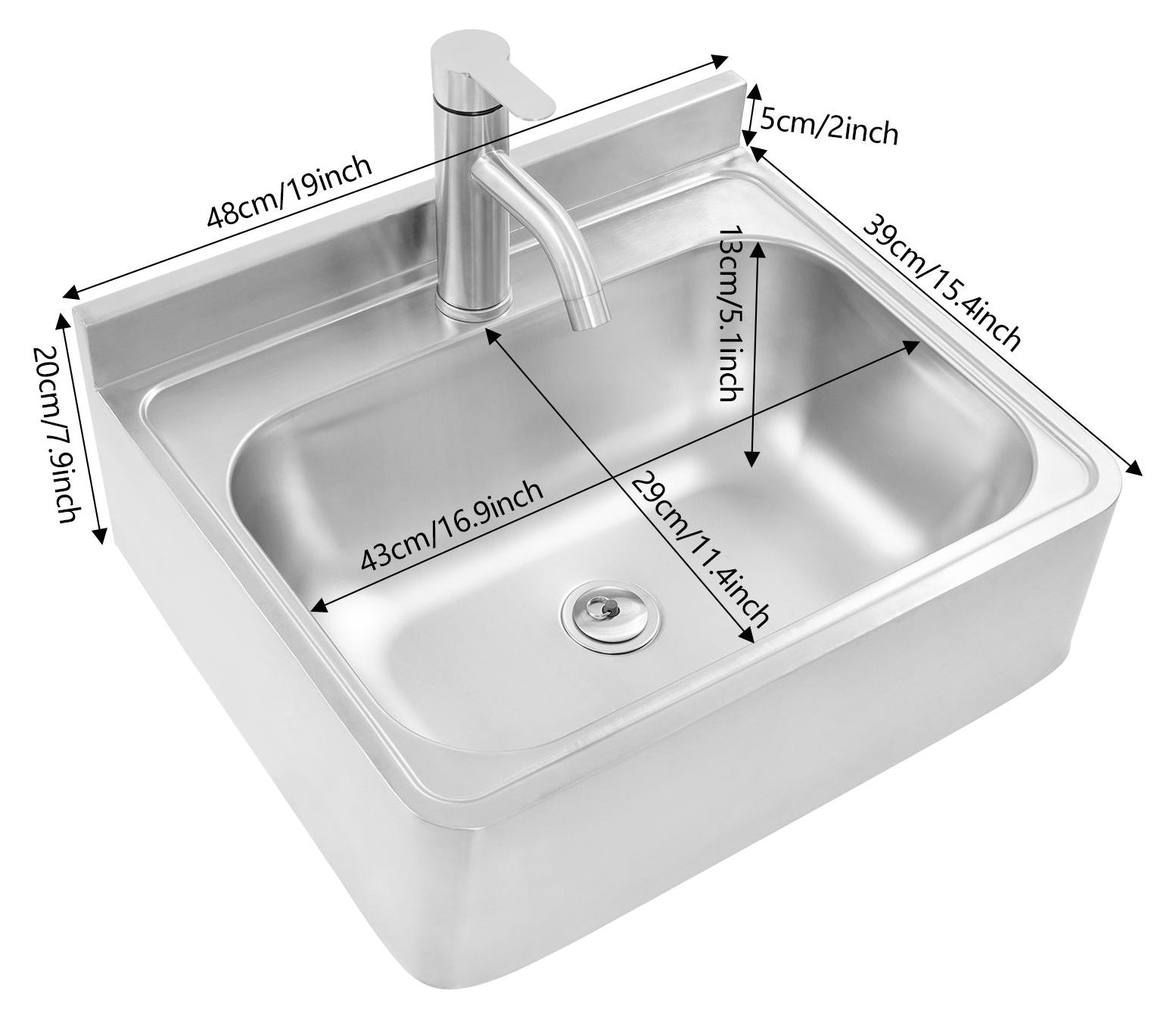 Kompakte, aus rostfreiem Stahl gefertigte Wandwaschbecken mit drehbaren Wasserhahn, ideal für Wohnmobile, Boote, Bars und kleine Räume