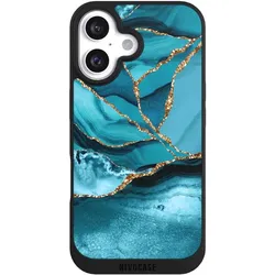 Nivocase Handyhülle für Apple iPhone 16 Hülle NIVOpure Case Schwarz Edelstein Glitzer Look Marmor (Apple iPhone 16), Smartphone Hülle, Schwarz