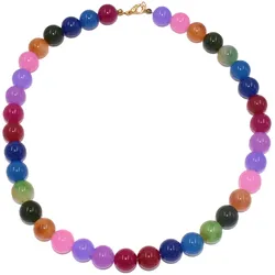Collier FIRETTI "Schmuck Geschenk Halsschmuck Halskette Farbstein Edelstein Quarz", bunt (gelbgoldfarben, mehrfarbig, lila, rosa, grün, blau), Halsketten, Damen, Messing Nylon, L: 50, Messing, Nylon, Collier, Made in Germany - mit Quarz