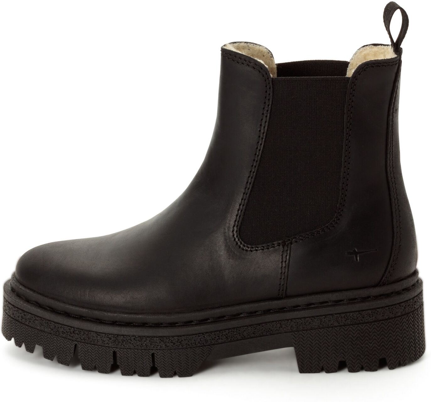 Winterboots TAMARIS, Damen, Gr. 40, schwarz, Leder, Schuhe Winterboots, Blockabsatz, Winterstiefelette mit Anziehlasche