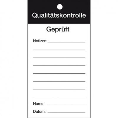 Qualitätsanhänger Qualitätskontrolle-Geprüft, Karton, 80x150mm, 50/VE