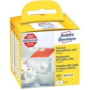 Zweckform Dymo-Etiketten für Dymo 99015, weiß, 54 x 70mm, 320 Vielzweck-Etiketten, 1 Rolle