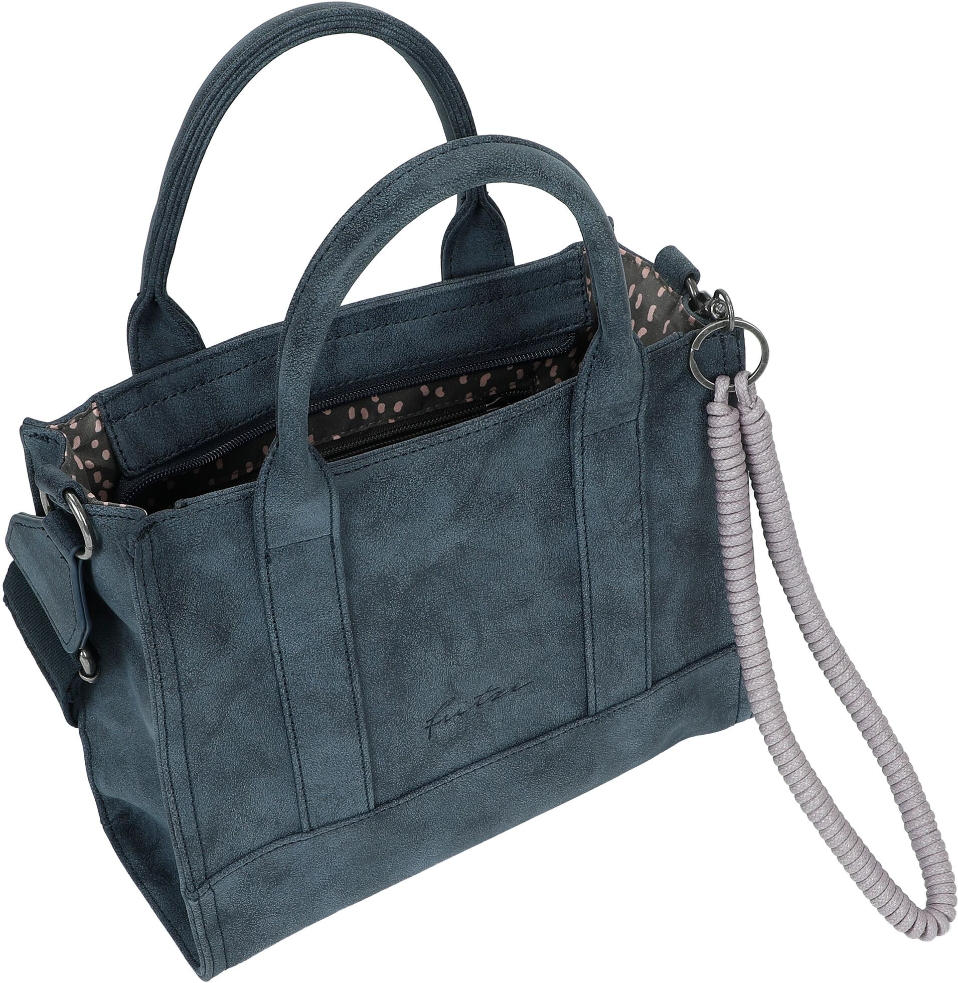 Fritzi Aus Preußen Henkeltasche FRITZI AUS PREUSSEN "Fritzi SquareN", Damen, Gr. B/H/T: 11cm x 26cm x 21cm, blau, Lederimitat, unifarben, Taschen, mit abnehmbarem Schlüsselband