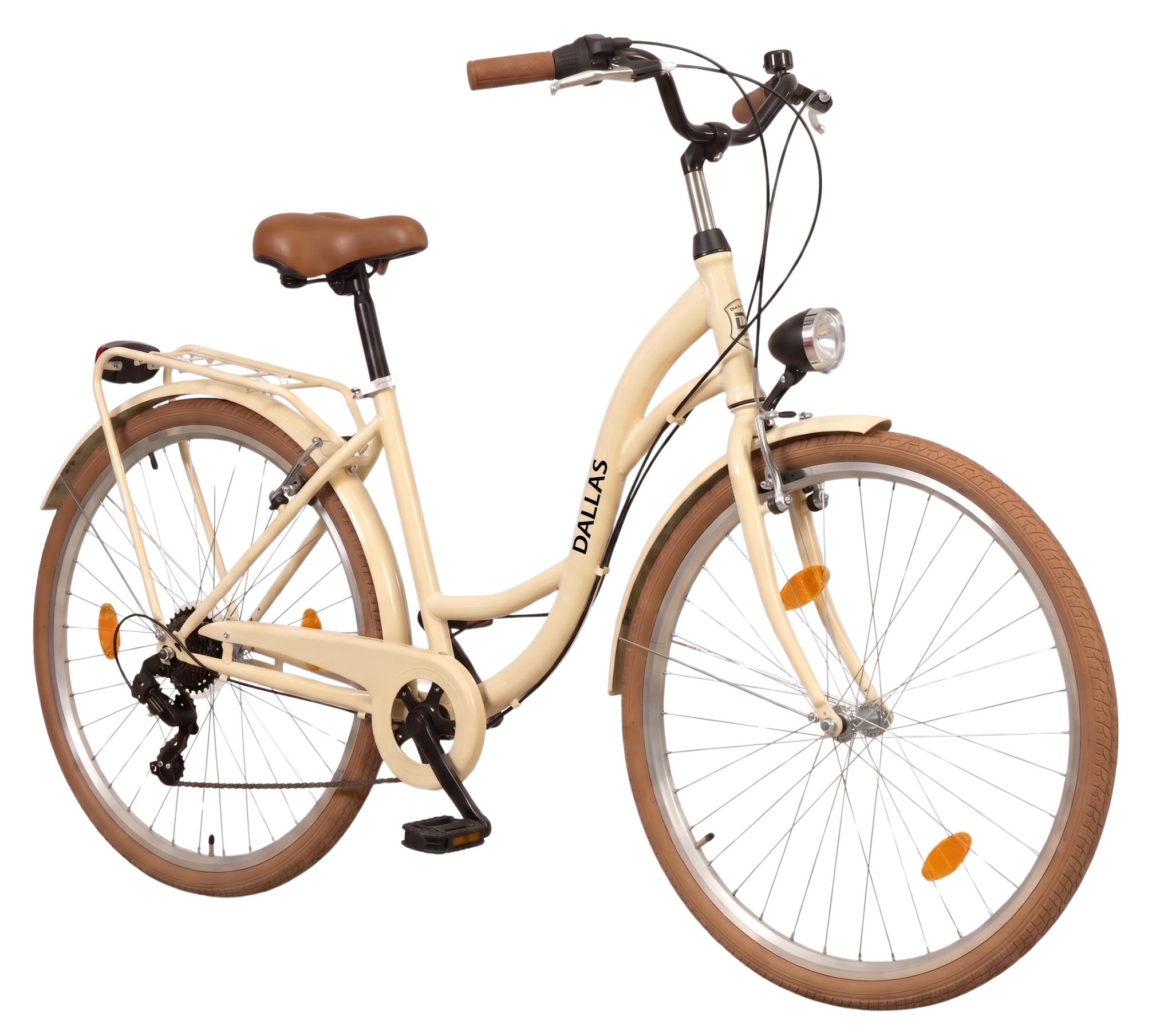 Dallas Bike Fahrrad - Damenfahrrad 26 Zoll - Shimano 7-Gang - Rahmen M 17" - Creme-Braun