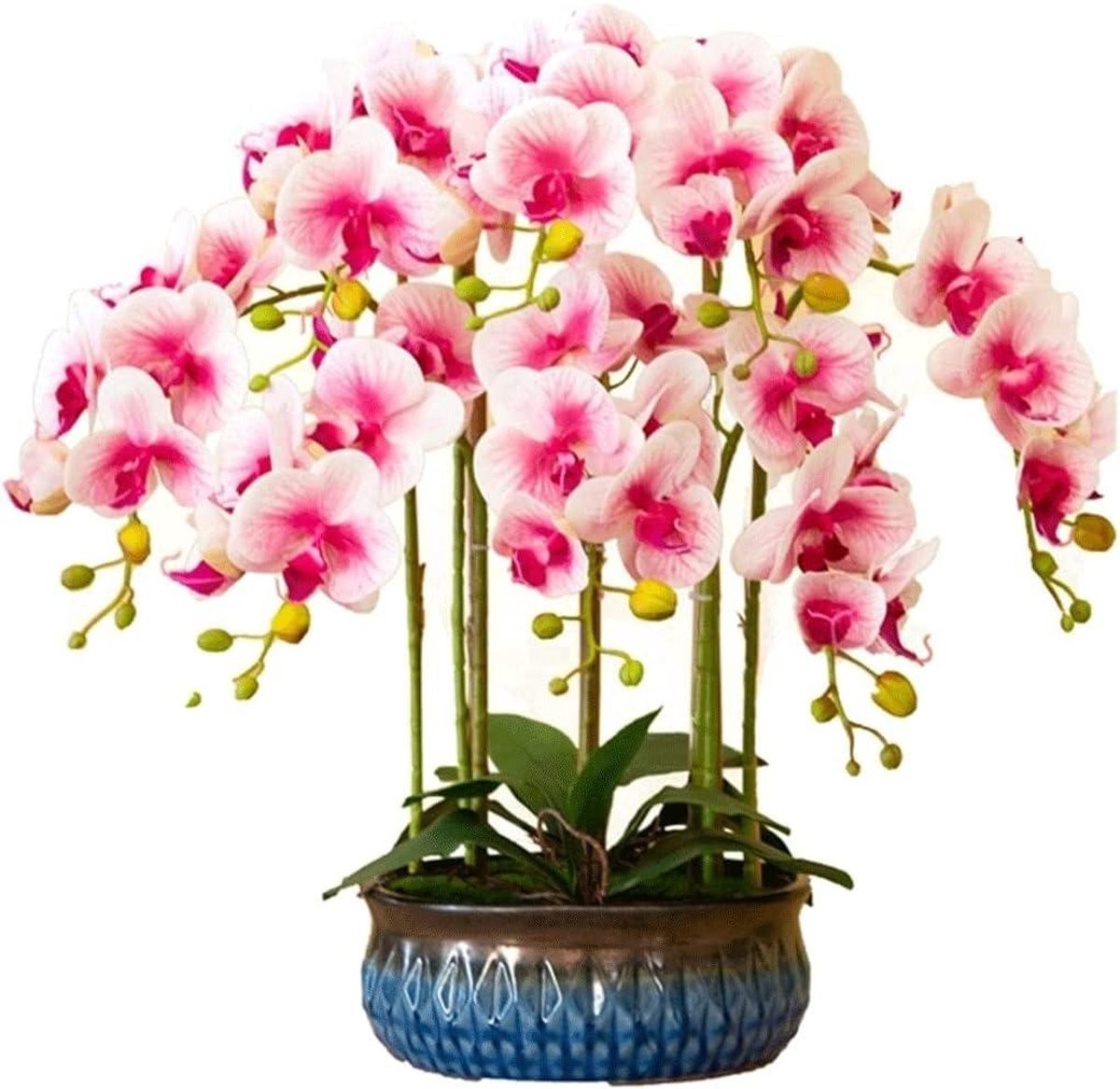Kunstorchidee Arrangement in Vaas voor Woonkamer Decoratie - 60 cm Hoog