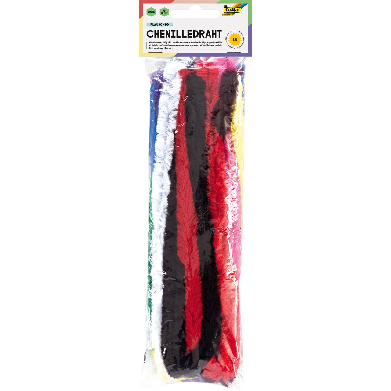 folia Pfeifenreiniger mehrfarbig Chenilledraht Ø 20,0 mm 10 St.