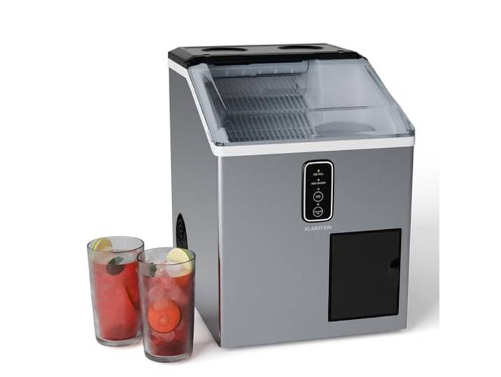 Klarstein Machine à Glaçons - Acier Inoxydable\, 15kg/24h\, Glaçons & Glace Pilée\, Réservoir 1\,8L\, Écran LCD\, Compacte\, Idéale pour Maison/Fêtes/Événements