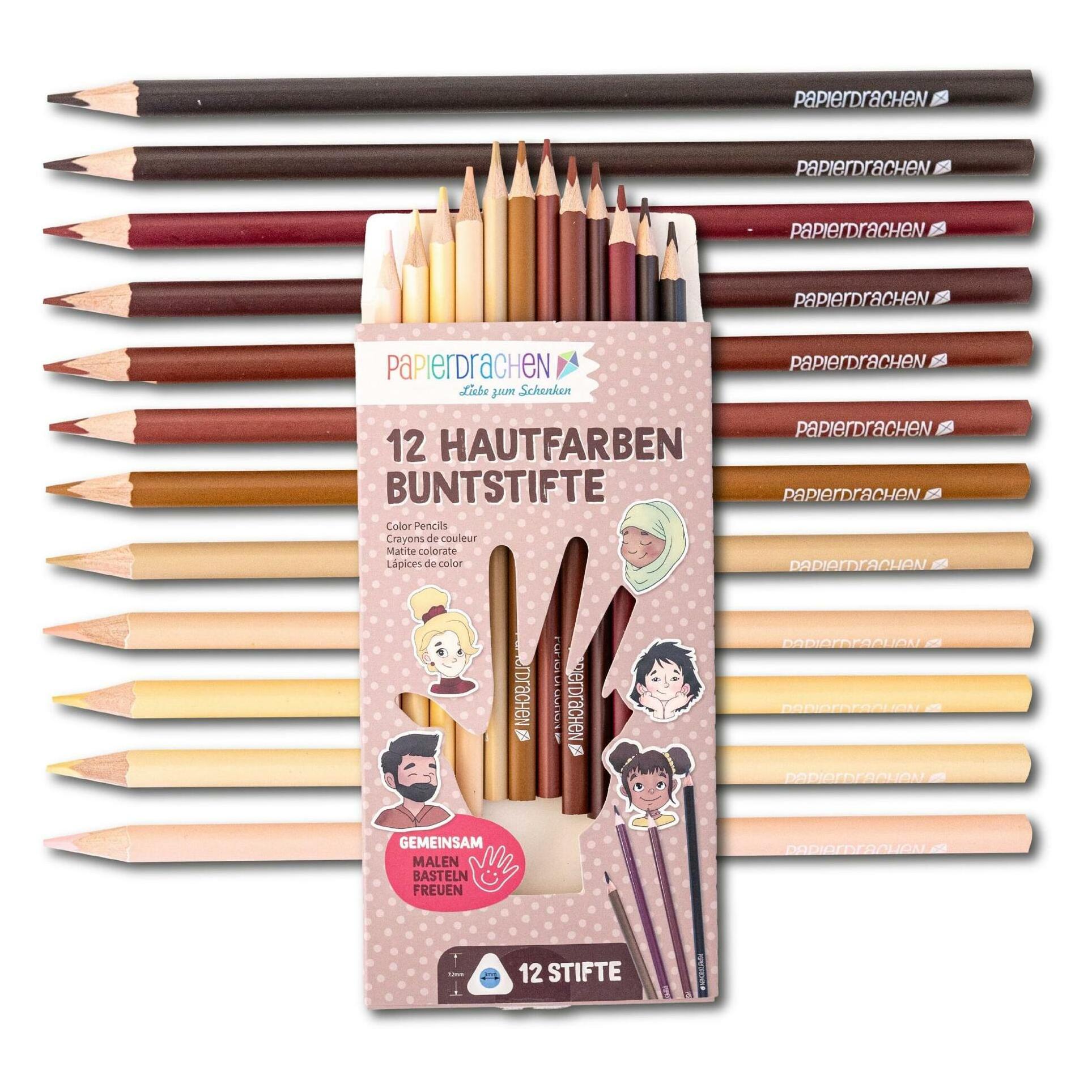 Papierdrachen Buntstifte in Hautfarben (12x) (B507-008-004)