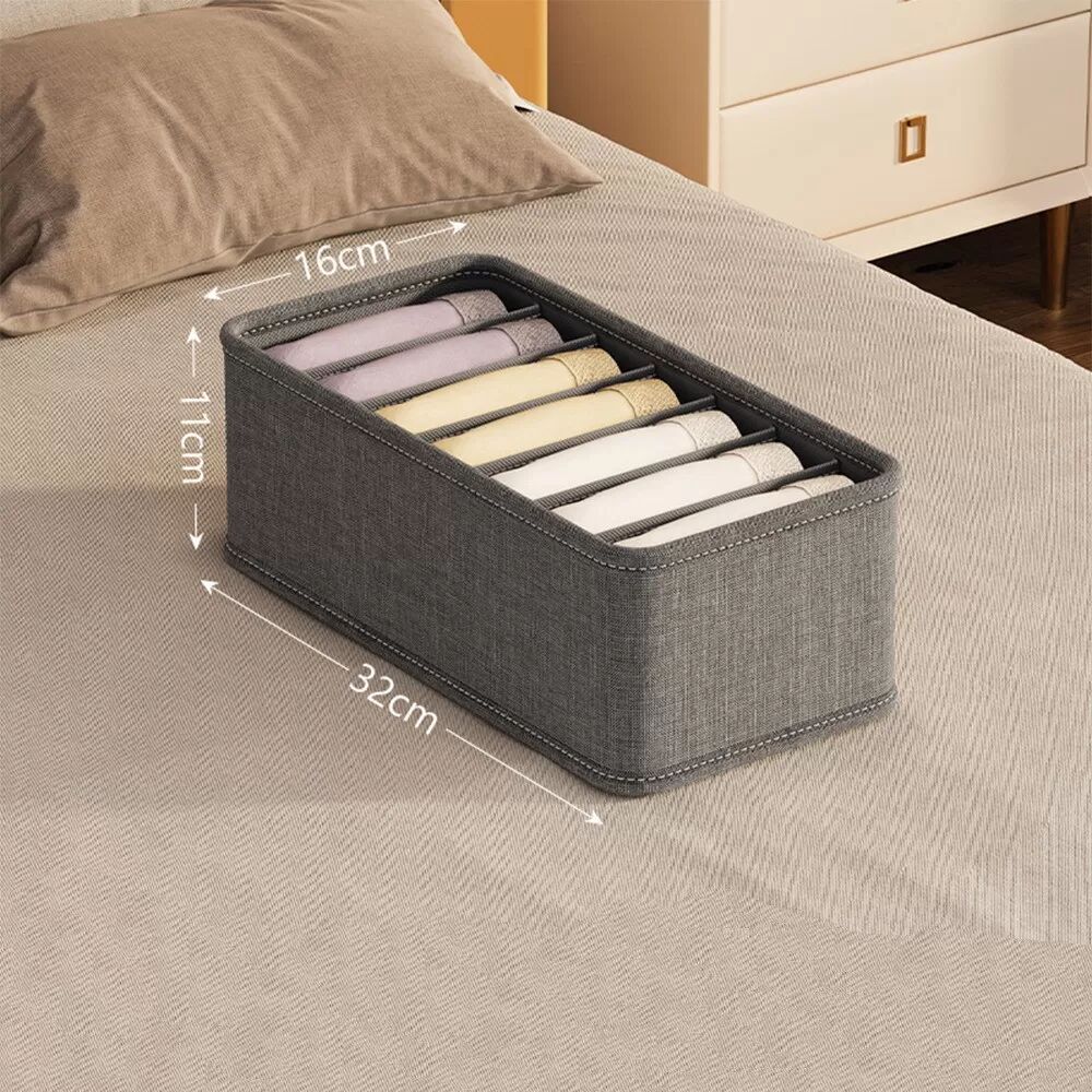 INF 2er Set Aufbewahrungsboxen mit Fächern - Ideal für Socken, Unterwäsche und Kleidung