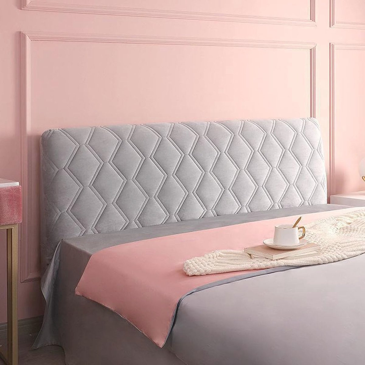 Wasbare stretch hoofdbordhoes voor kingsize bedden