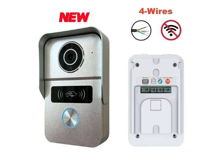 Caméra de sonnette extérieure 1080P, câble à 4 fils filaire pour système d'interphone vidéo Wifi