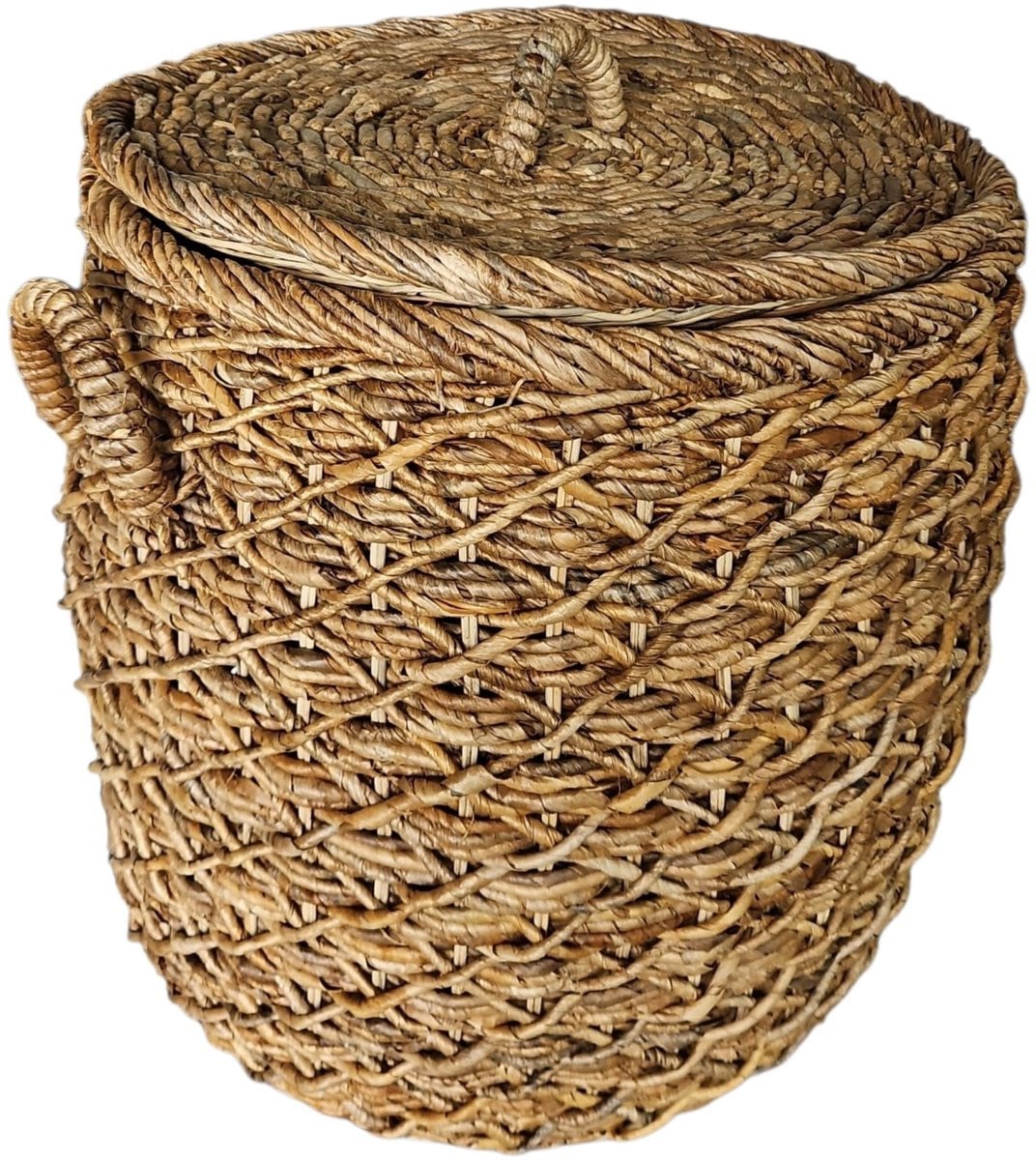 Waterhyacint Opbergmand met Deksel en Handvaten, Naturel, Ø58 cm