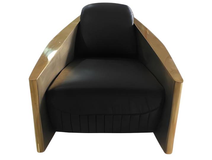 Xlmoebel Sessel XLMOEBEL Designer Sessel aus Aluminium und schwarzem Leder (1-St., Designer Sessel), Made in Europa