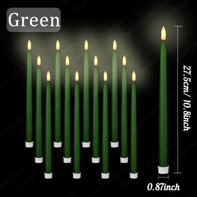 Uplifted Finds 12 To 108 Pcs Flameless LED Taper Candles Flickering Electric Faux Candlesticks For Wedding Church Decor green 36pcs